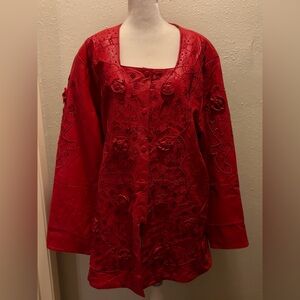 Elegant Red Leather Jacket